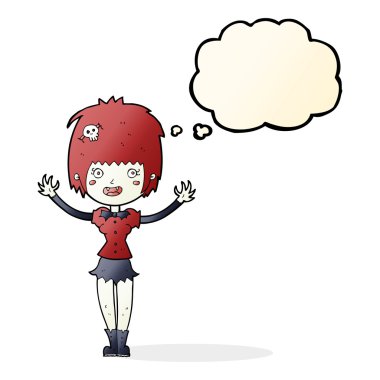 Düşünce baloncuğu olan vampir kız.