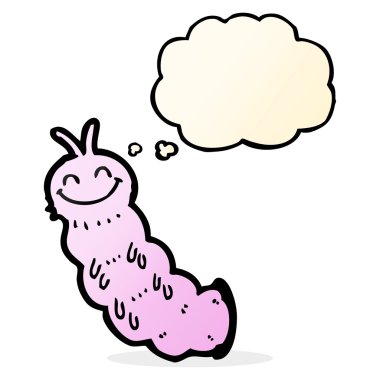 Düşünce baloncuklu çizgi film tırtılı