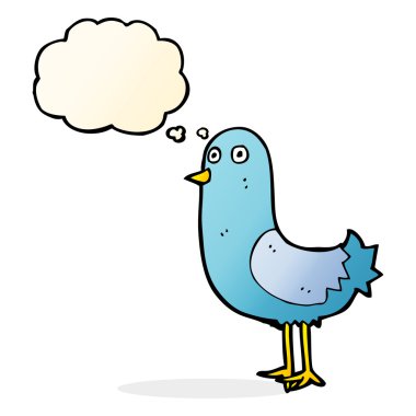 Düşünce baloncuklu çizgi film kuşu
