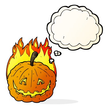 çizgi film sırıtan kabak ile düşünce balonu