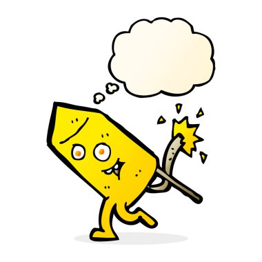 Düşünce baloncuklu komik havai fişek karakteri