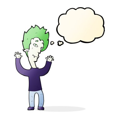 Düşünce baloncuğu olan vampir adam.