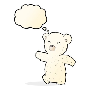 Kutup ayısı düşünce balonu ile karikatür