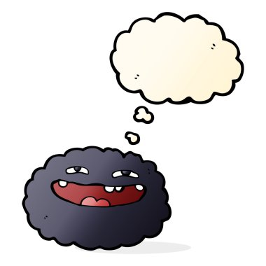 Düşünce baloncuklu mutlu çizgi film bulutu