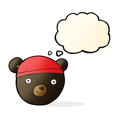 çizgi film siyah ayı yüz düşünce balonu ile