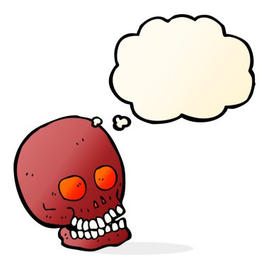 Düşünce balonlu karikatür kafatası