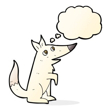 Düşünce baloncuğu olan bir kurt yavrusu.