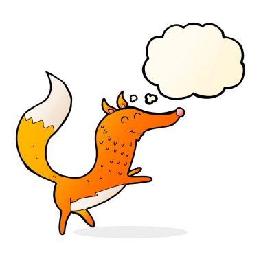 karikatür mutlu fox ile düşünce balonu