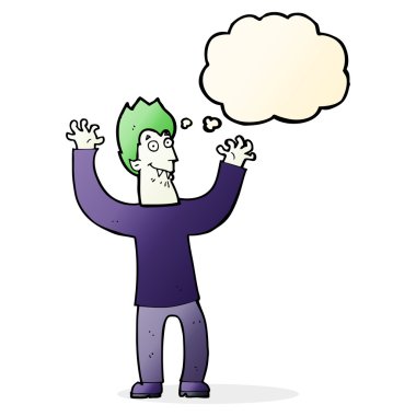 Düşünce baloncuklu cadılar bayramı vampiri çizgi filmi