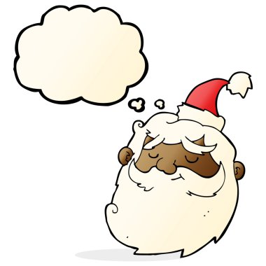 Düşünce baloncuğu ile çizilmiş Noel Baba yüzü