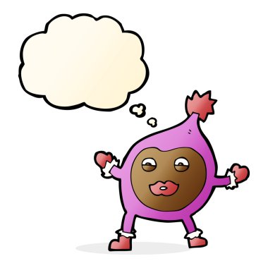 karikatür komik yaratık düşünce balonu ile