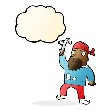 Düşünce baloncuklu çizgi film korsanı