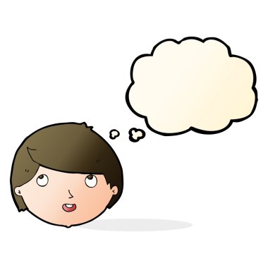 Düşünce baloncuklu mutlu surat.