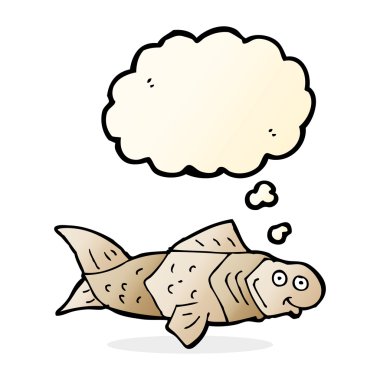 Düşünce baloncuklu komik balık çizgi filmi
