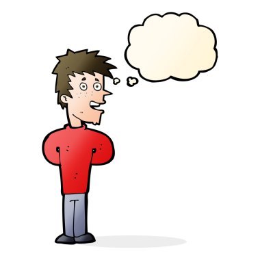 çizgi film mutlu adam düşünce baloncuğu ile