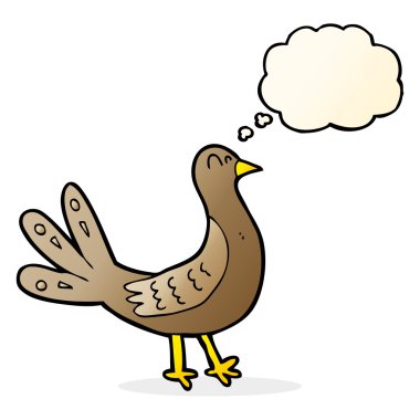 Düşünce baloncuklu çizgi film kuşu