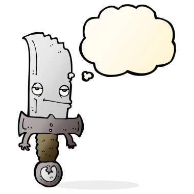 bıçak çizgi film karakteri düşünce baloncuğu ile