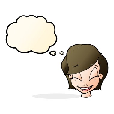 çizgi film oldukça kadın yüzü düşünce balonu ile