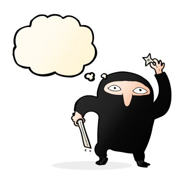 Düşünce baloncuklu çizgi film ninjası