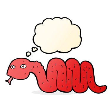 Düşünce baloncuklu komik çizgi film yılanı