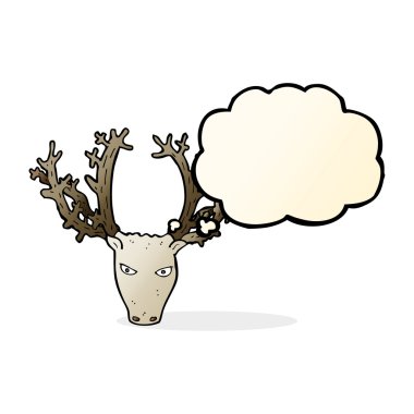 Düşünce baloncuklu karikatür geyiği kafası