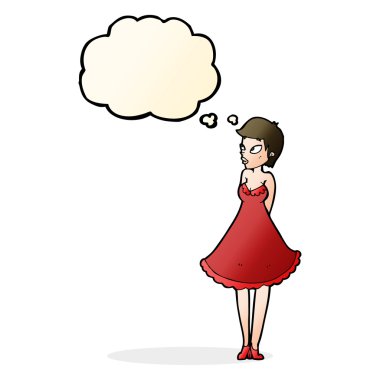 düşünce balonu ile içinde çizgi film güzel kadın