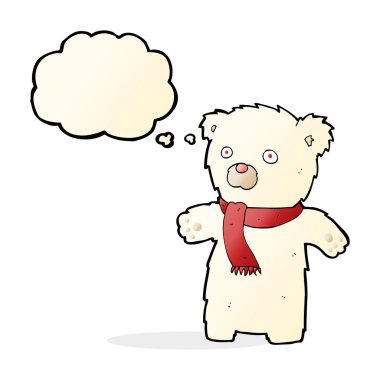 Düşünce baloncuklu şirin kutup ayısı çizgi filmi