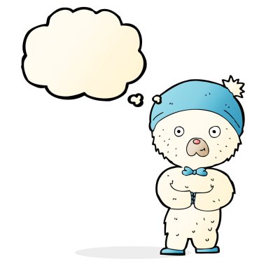 Düşünce baloncuğu olan küçük kutup ayısı çizgi filmi