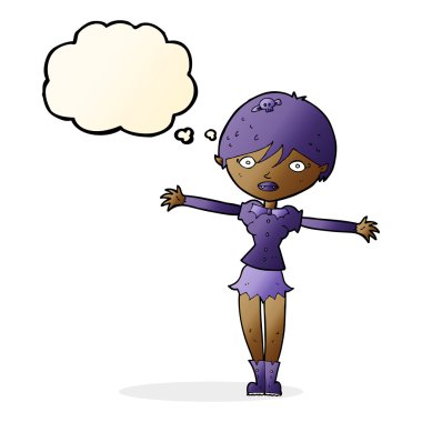 Düşünce baloncuğu olan vampir kız.