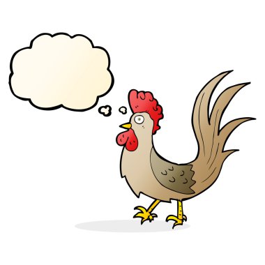 Düşünce baloncuklu horoz çizgi filmi