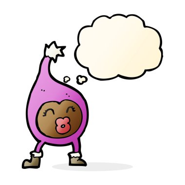 karikatür komik yaratık düşünce balonu ile