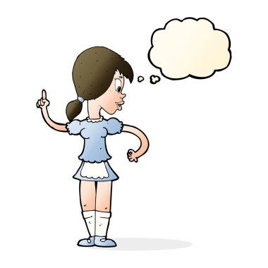 Çizgi film garsonu düşünce balonuyla sipariş veriyor.