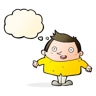 çizgi film mutlu adam düşünce baloncuğu ile