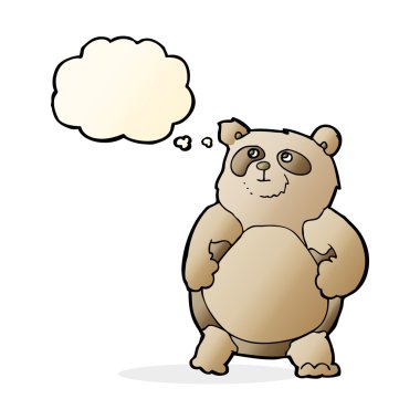 Düşünce baloncuklu çizgi film ayısı