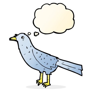 Düşünce baloncuklu karga