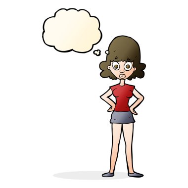 Karikatür, düşünce balonlu kadını şaşırttı.