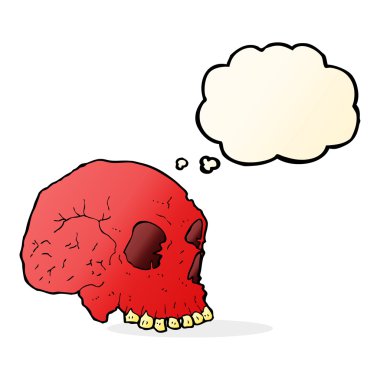 Düşünce baloncuklu ürkütücü kafatası