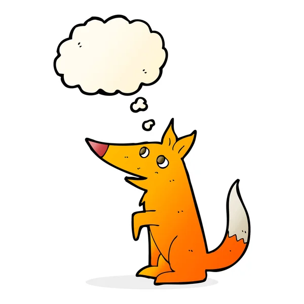 Cartoon fox cub with thought bubble — Stock Vector