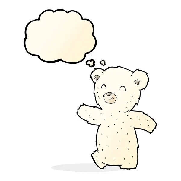 Милый мультяшный белый медведь с мыслепузырём — стоковый вектор