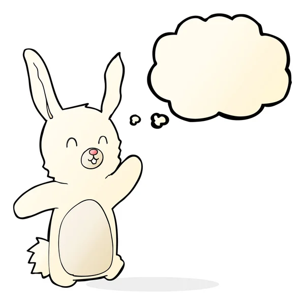 Dessin animé lapin heureux avec bulle de pensée — Image vectorielle