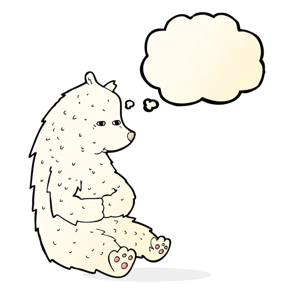 Carino orso polare cartone animato con bolla di pensiero — Vettoriale Stock