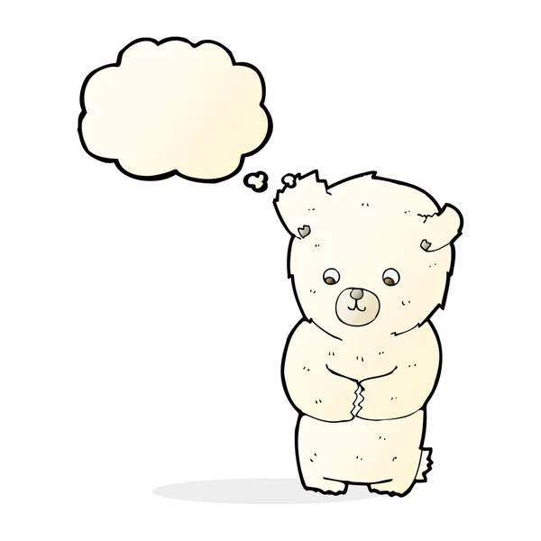 Söt tecknad isbjörn med tanke bubbla — Stock vektor