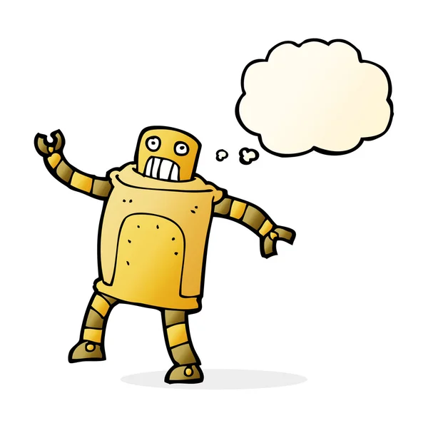 Robot de dibujos animados con burbuja de pensamiento — Vector de stock