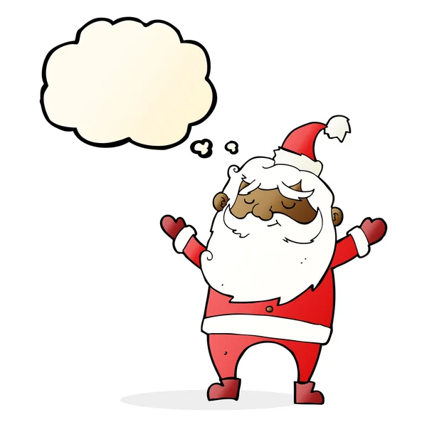 Cartoon happy santa claus with thought bubble — Stock Vector