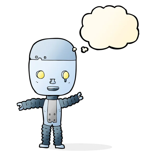 Robot de dibujos animados con burbuja de pensamiento — Vector de stock