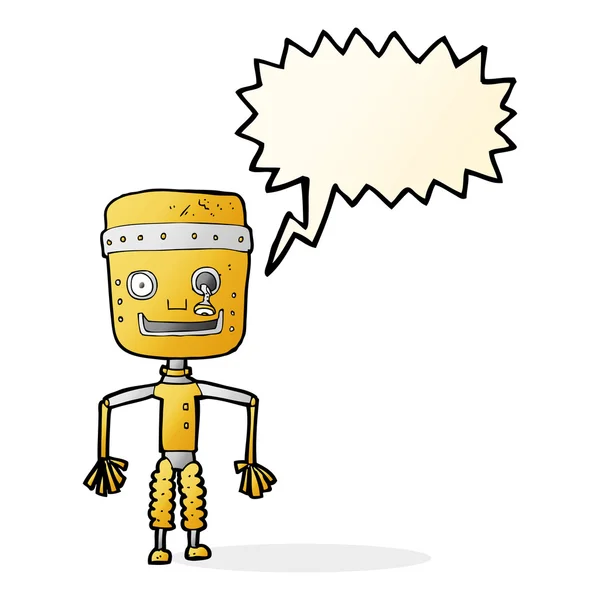 Robot de dibujos animados viejo con burbuja de pensamiento — Vector de stock