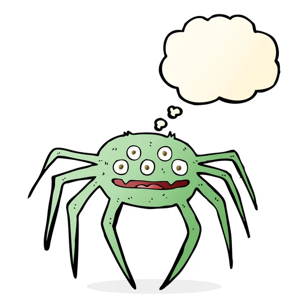Aranha de Halloween de desenhos animados com bolha de pensamento — Vetor de Stock