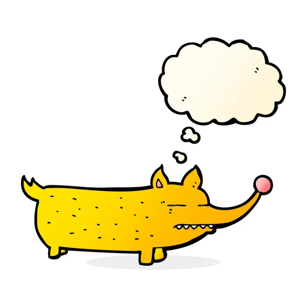 Kreslený legrační malý pes s myšlenkovou bublinou — Stockový vektor