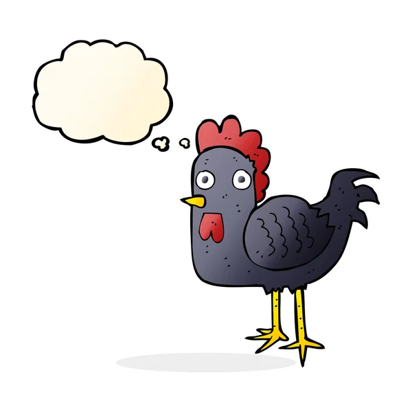 Pollo de dibujos animados con burbuja de pensamiento — Vector de stock