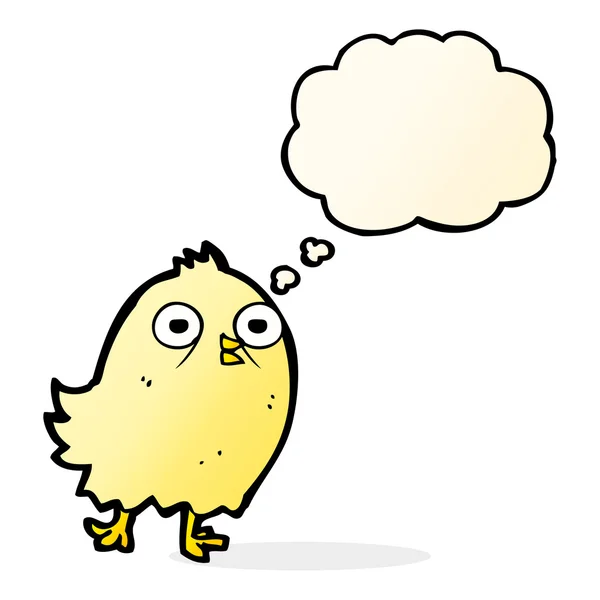 Funny cartoon bird with thought bubble — Stock Vector